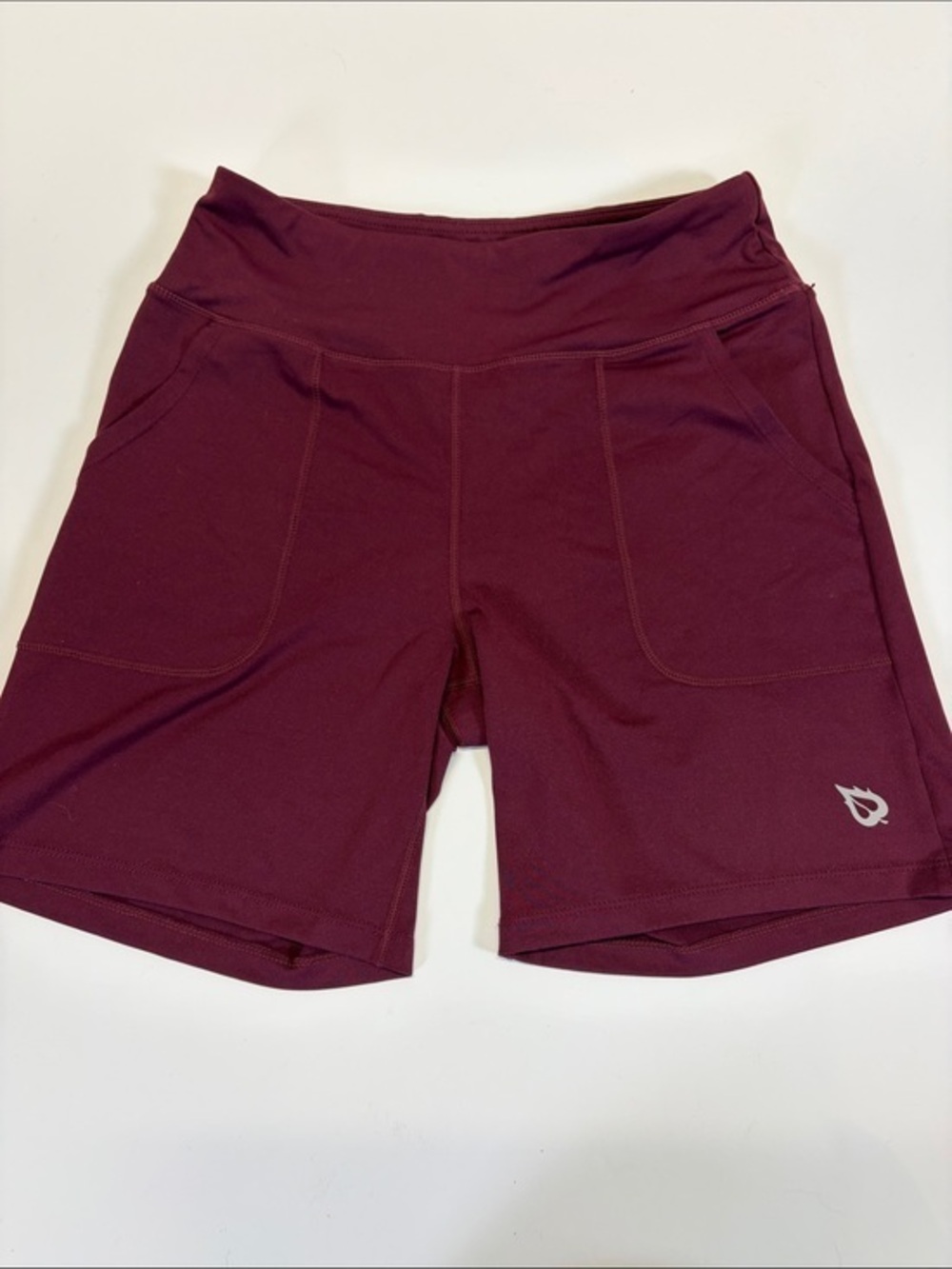 Baleaf Burgundy Bike Shorts Womens Small High Rise Pocket Activewear